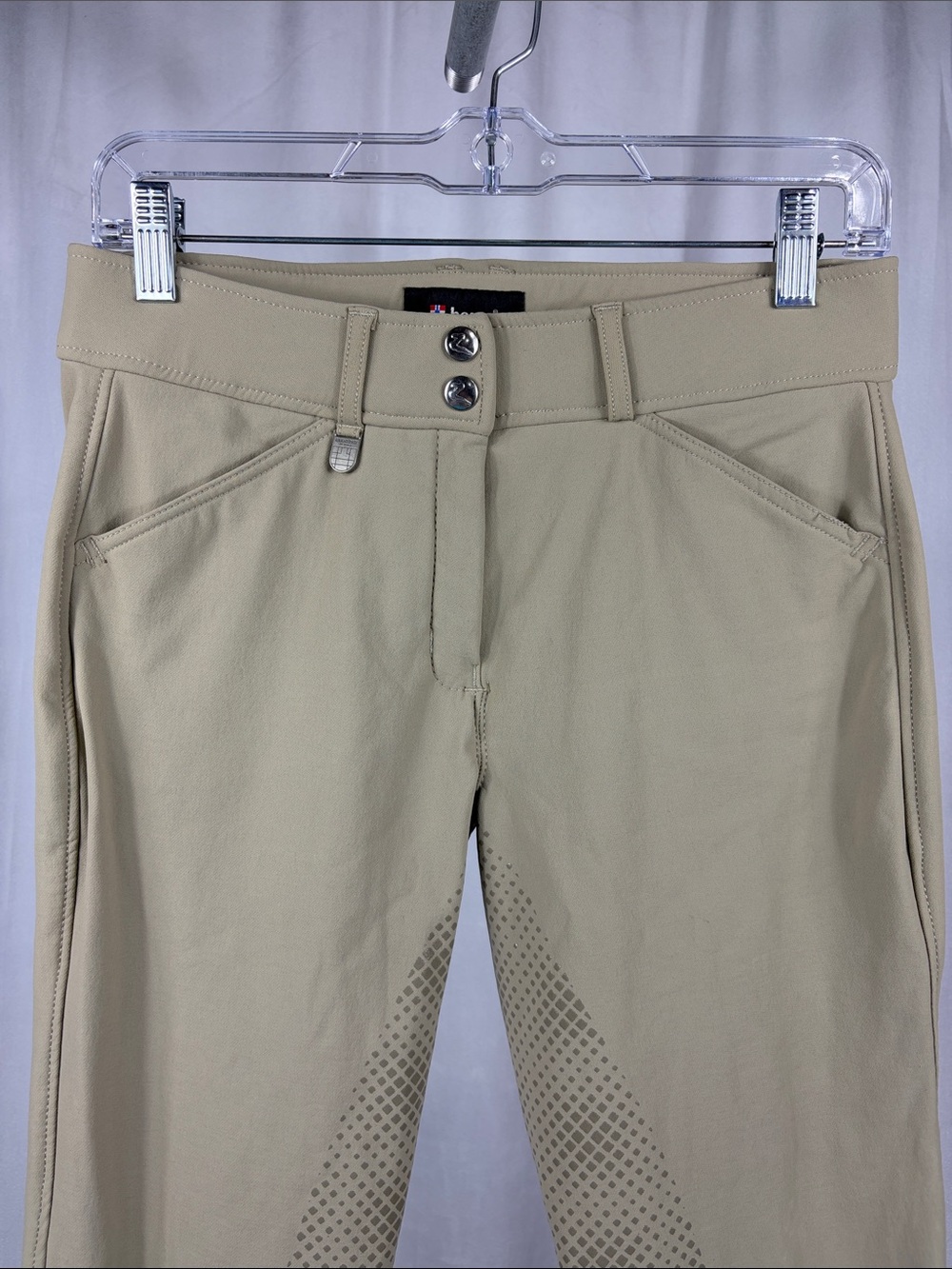 Horze Women’s Silicone Full Seat Equestrian Riding Breeches in Beige/Tan. - Picture 4 of 9
